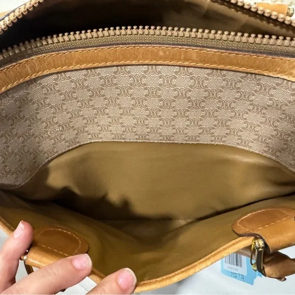 Vintage Celine Macadam Handbag - Beige & Tan Coated Canvas - Picture 4 of 9
